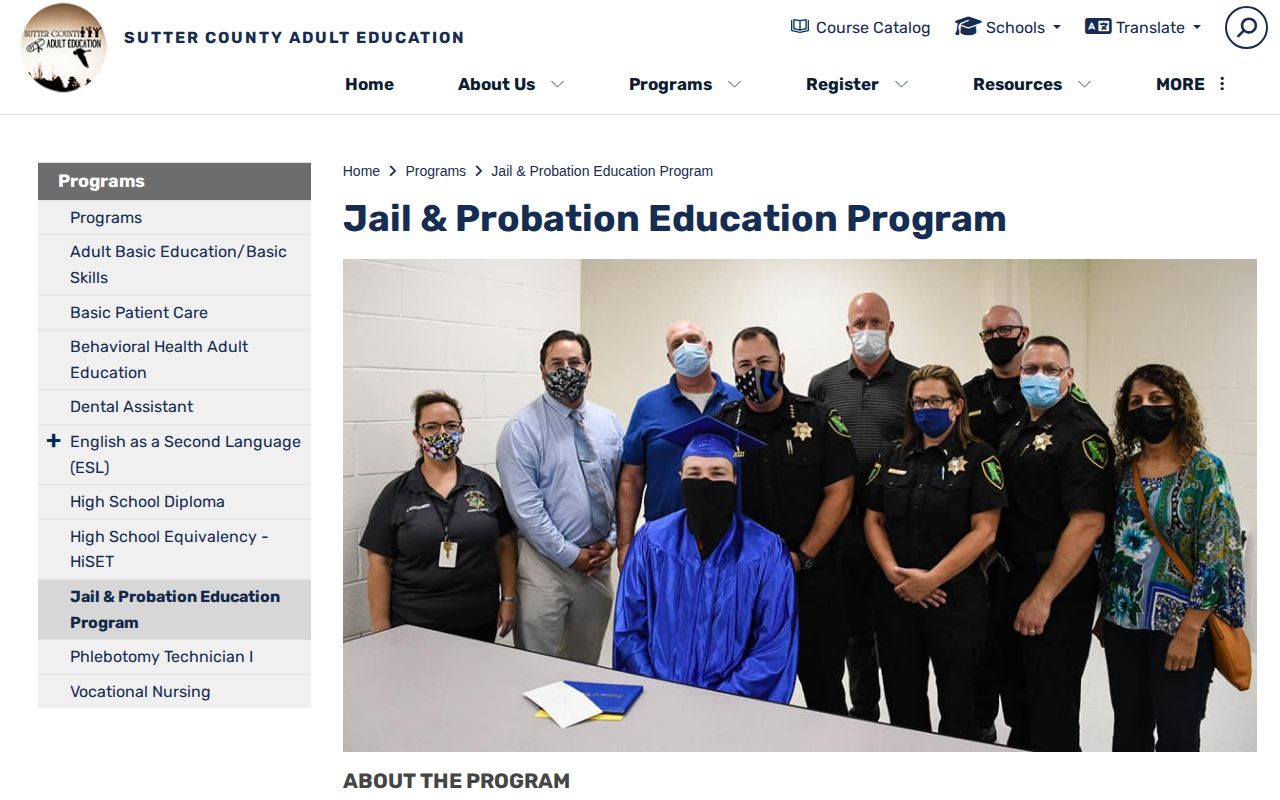 Sutter County post-release supervision adult education program